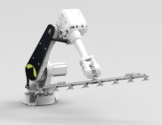 Robotic arm that picks up pot plants, moves or widens them