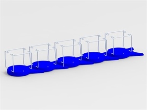 Positioning of plant carriers in a queue- note the potential space saving on the conveyor. Plants are able to be separated by empty carriers.