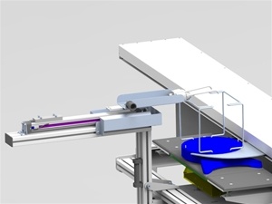 Schematic WPS watering module. Irrigation on the conveyor can be from the roof (mimicking rain-like conditions) or to top of pot or pot saucer.